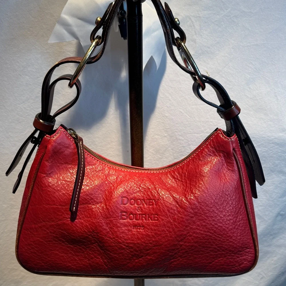 Dooney & Bourke Cherry Red Leather Hobo Shoulder Bag - Picture 1 of 15
